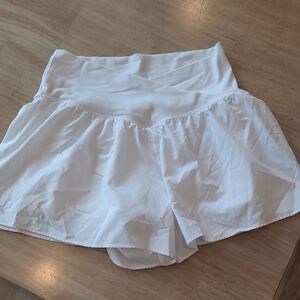 High WaiWhite Shorts with Wide Waistband